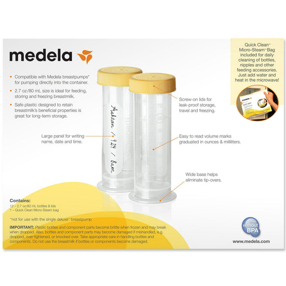 Medela Breast Milk Freezing & Storage 80ml Container - 12 Pack